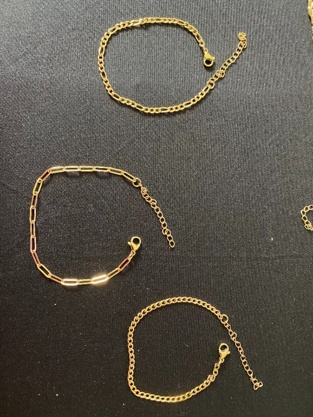FASHION JEWELRY COLOR GOLD 3 BRACELETS SIZE 7" WITH 3" EXTENDERS NEW W/O TAGS